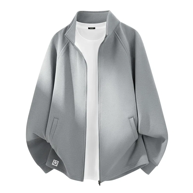 Детская куртка с воротником-стойкой Ink Gray Smiley Face Bottom Right B MINISO, Light Gray