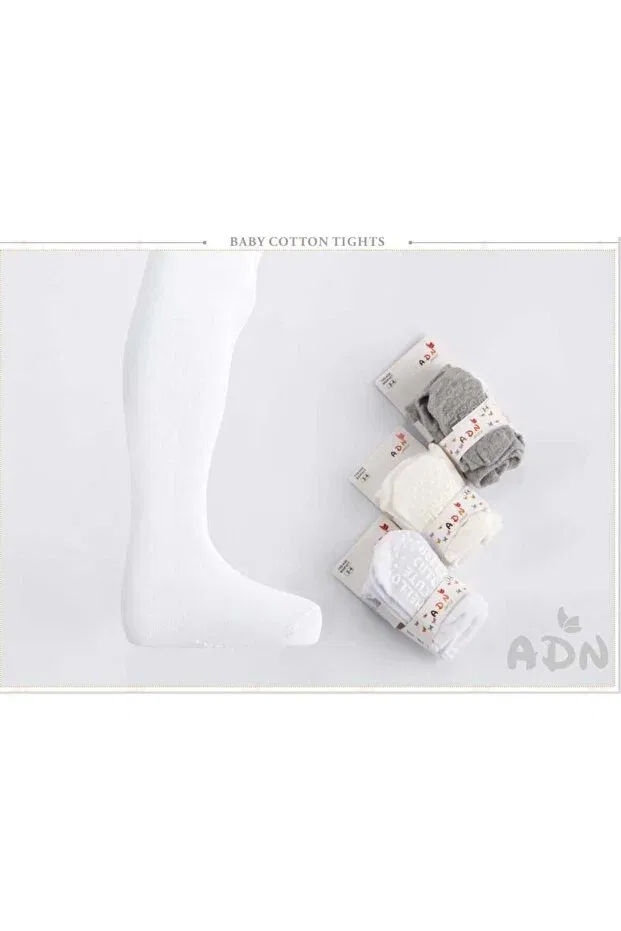Детские колготки хлопковые 3-шт A.D.N Socks, White-Ecru-Gray