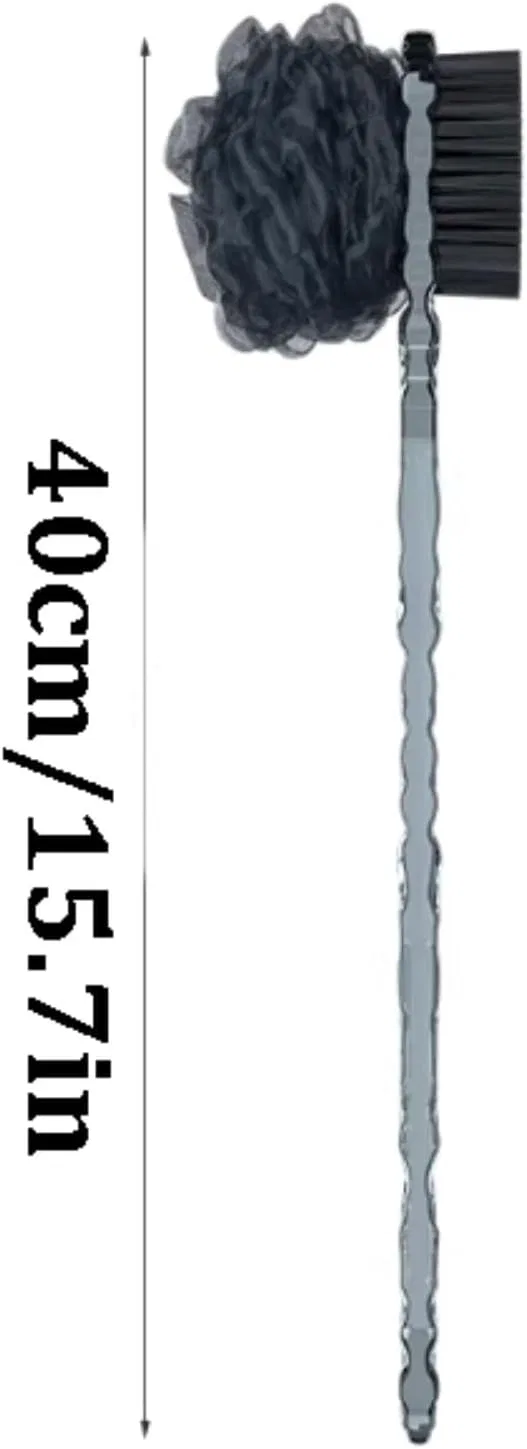 Щетка для тела двусторонняя с длинной ручкой, ZXCMY, 40 см, Clear+Black — фото 2