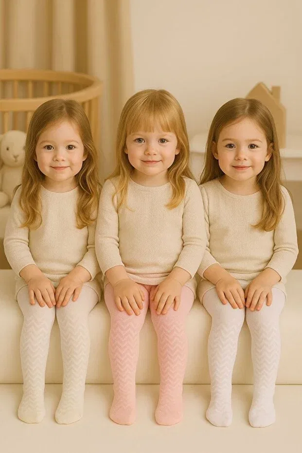 Детские колготки для девочек хлопковые набор 3 шт Peppino, Pink — фото 3