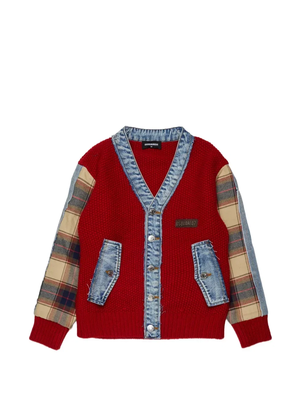 Кардиган со вставками из денима Dsquared2 Kids, красный