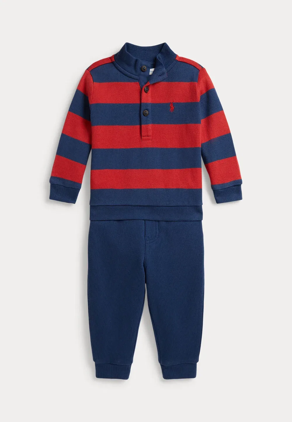 Комплект из полосатого трикотажного пуловера и брюк - толстовка Polo Ralph Lauren, Post Red Multi