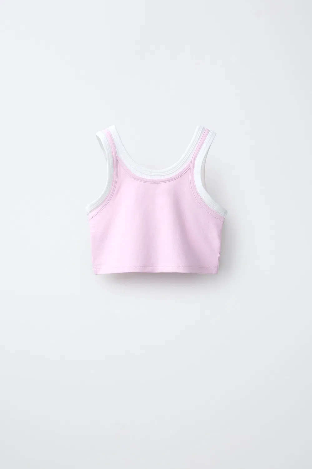 Контрастный двухслойный топ ZARA, Pink — фото 2