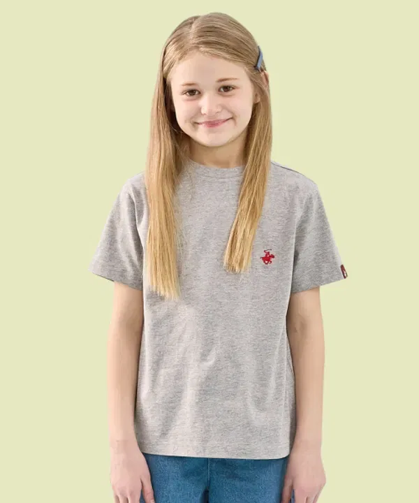 Футболка с логотипом, короткий рукав, Beverly Hills Polo Club Kids, меланжевый серый