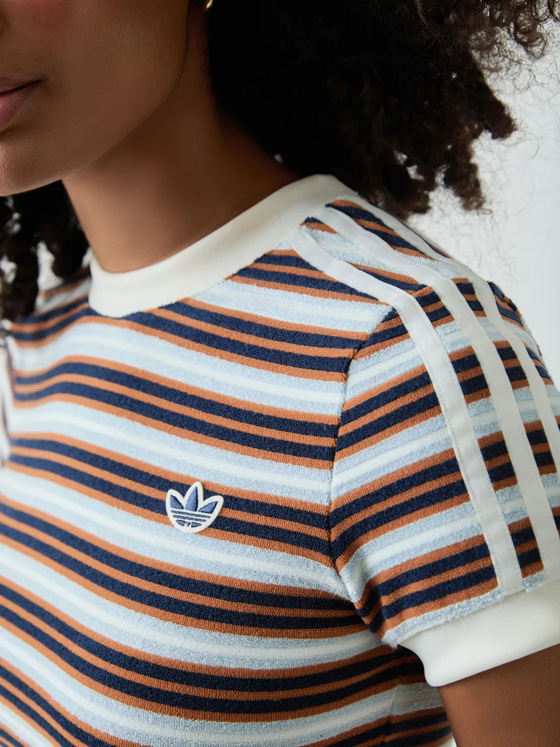Футболка поло с полосками adidas Originals Summer Glow Slim Striped, оранжевый — фото 4