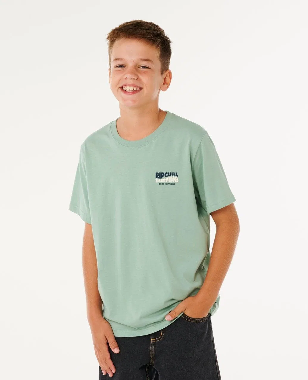 Детская футболка для мальчиков с принтом Streamline Lineup Tee Rip Curl, Aloegrun