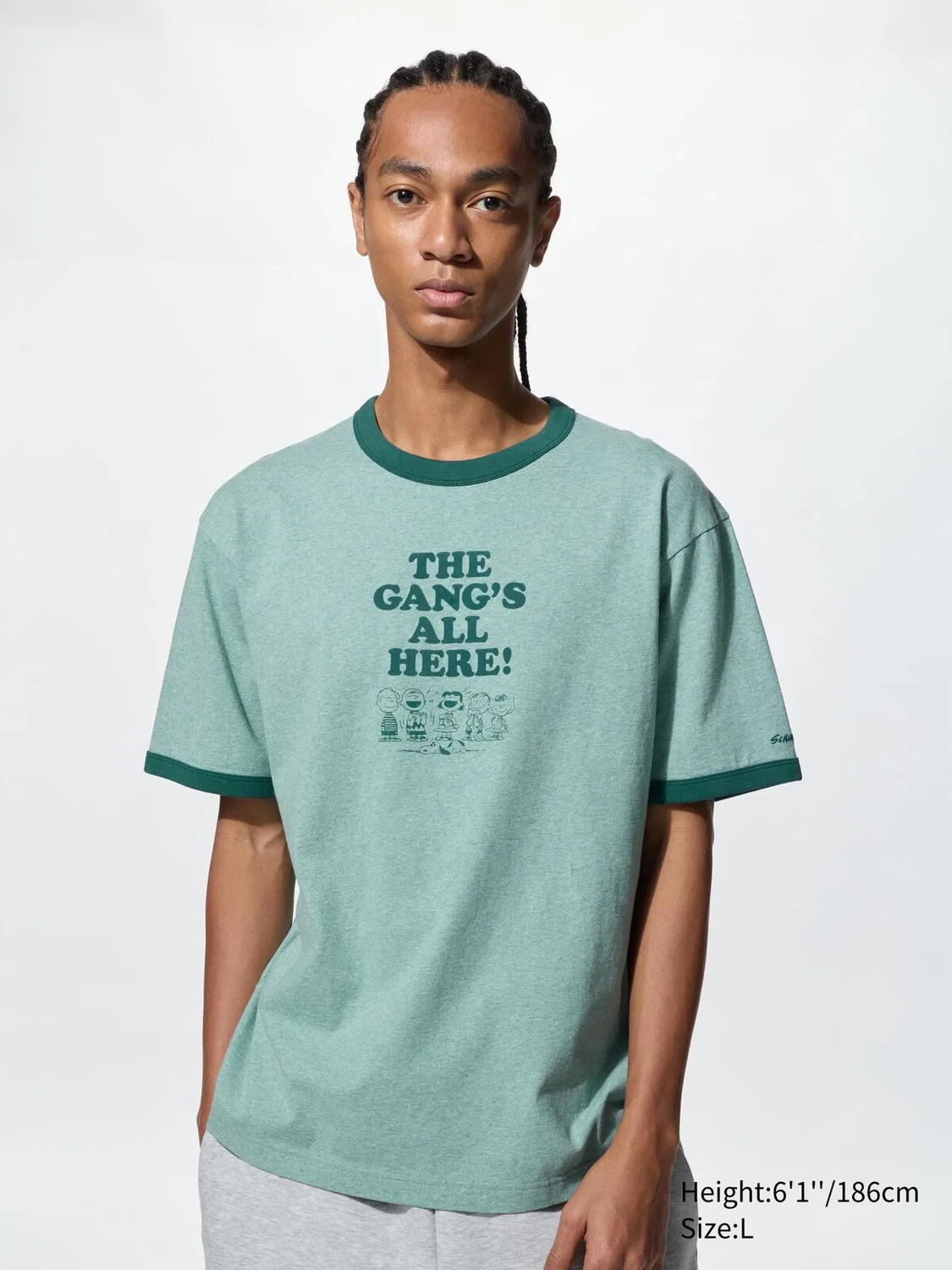Футболка Uniqlo, с принтом Peanuts, зеленая colorway — фото 2
