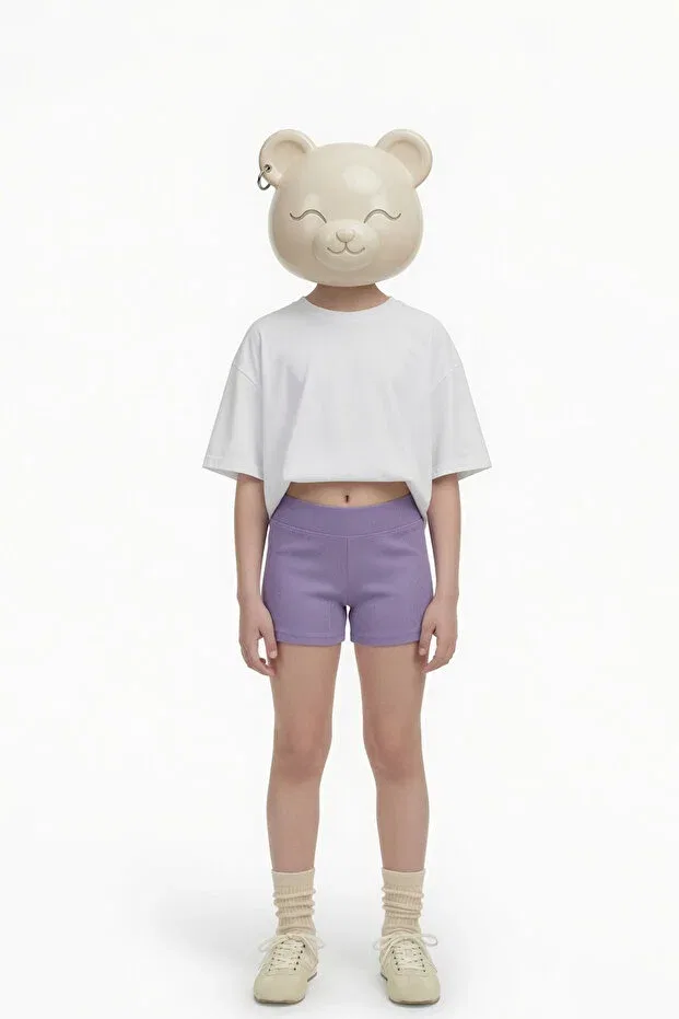 Детские леггинсы для девочек короткие ребристые Hepbaby, Lilac