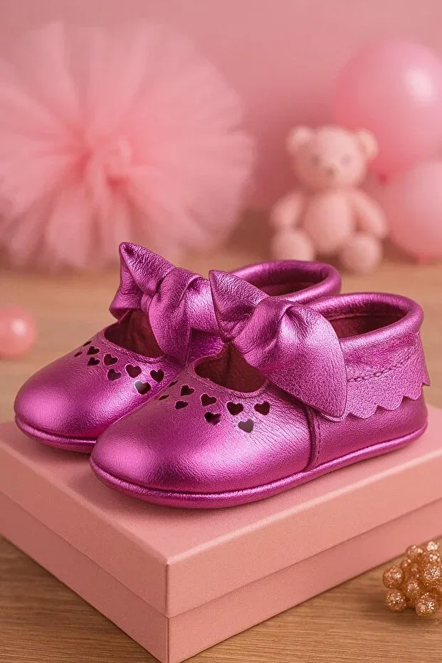 Детские пинетки для девочек с бантом Coco Hapshoe, Pink