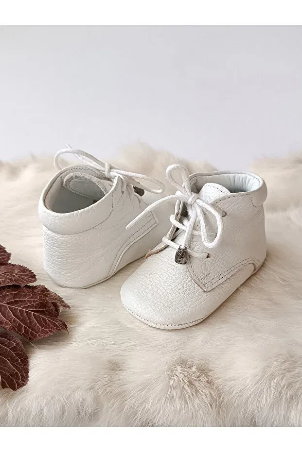 Детские ботиночки для новорожденных кожаные White Hodore, White — фото 4