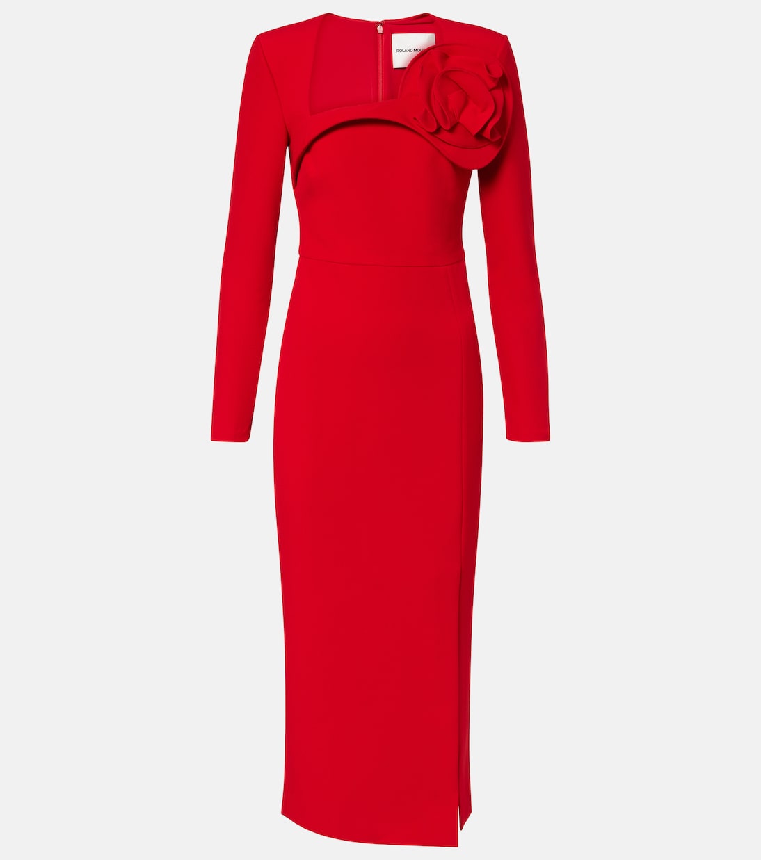 

Платье миди из крепа с цветочной аппликацией Roland Mouret, красный