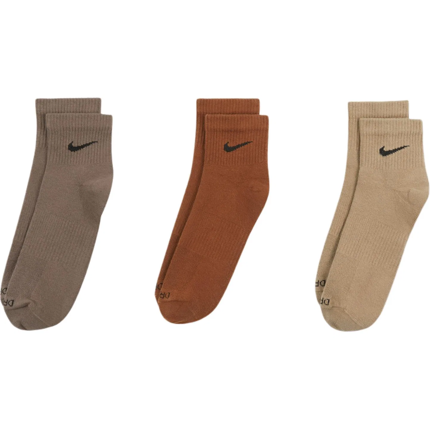 Носки с низким вырезом Nike Dri-FIT Everyday Plus Lightweight, 3 пары, Sandalwood Brown/Black/Walnut Brown/Black/Limestone Gray/Black — фото 4