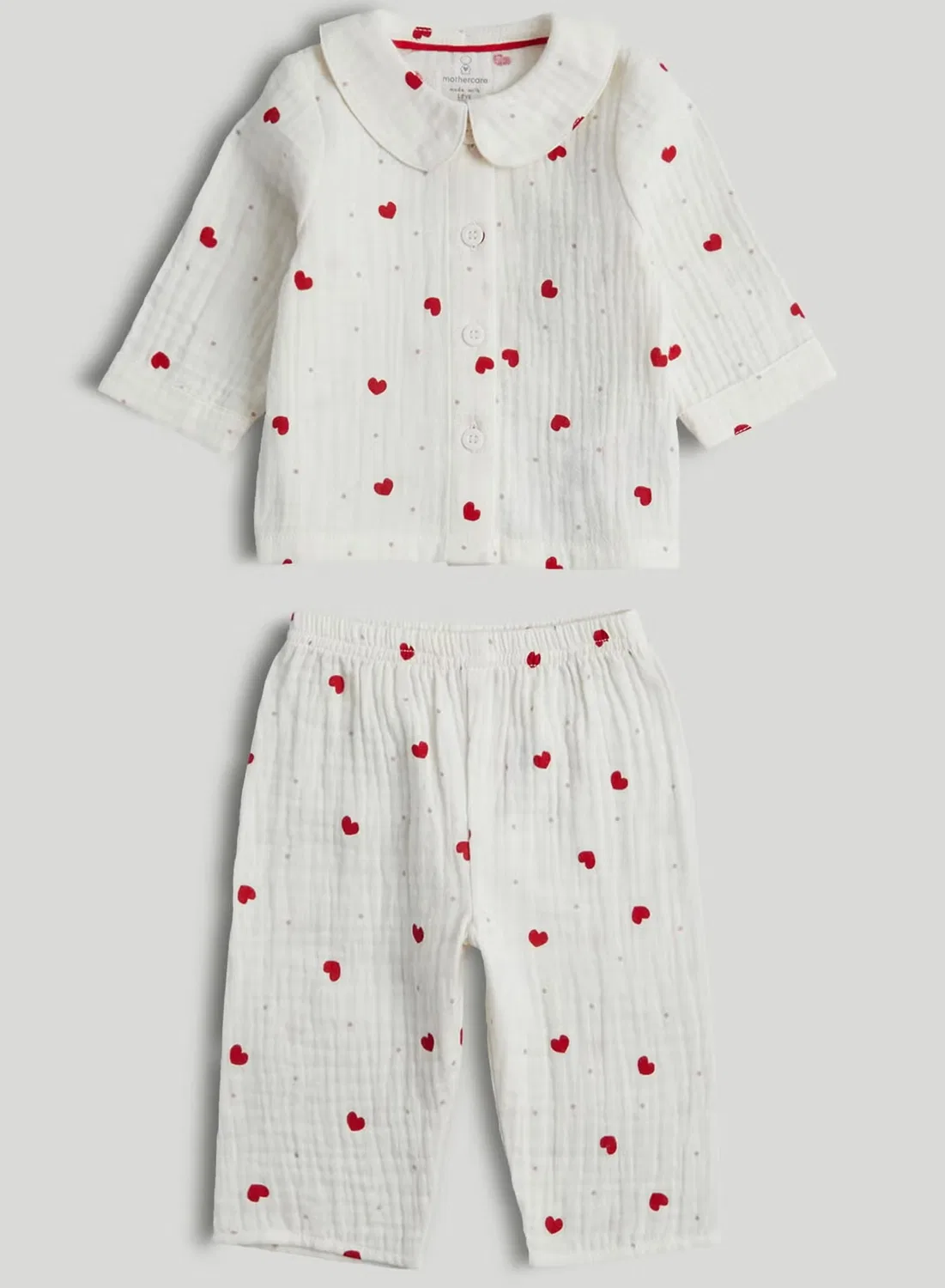 Пижама с принтом сердечек Mothercare, белый