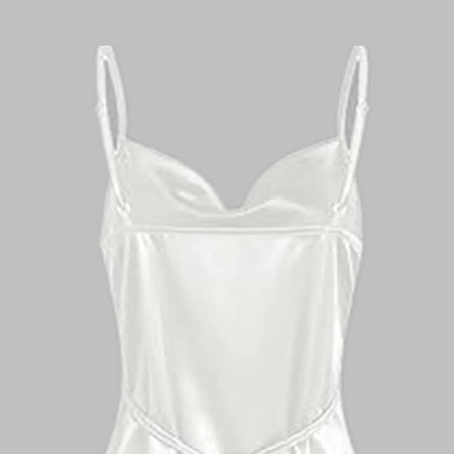 Женское коктейльное мини-платье на тонких бретелях Satin, White — фото 4