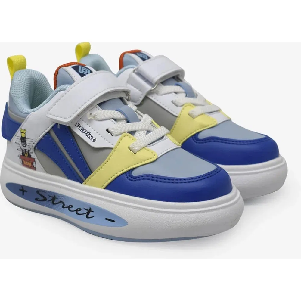 Детские спортивные кроссовки для мальчиков на липучках, White Blue Pepino Kids — фото 2