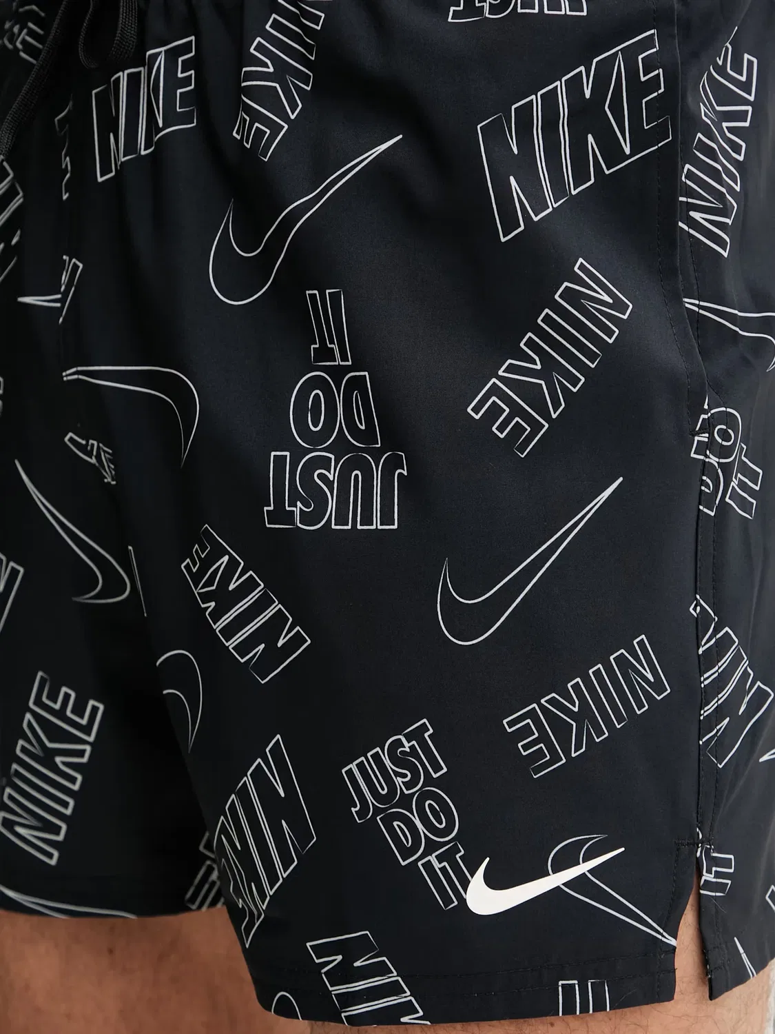 Шорты для плавания черные с логотипом Nike, черный — фото 3