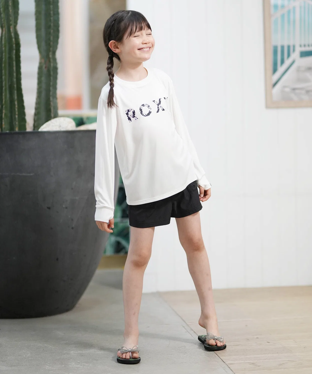 Детский лонгслив-рашгард с принтом SPLASHY L/S ROXY, Белый — фото 4