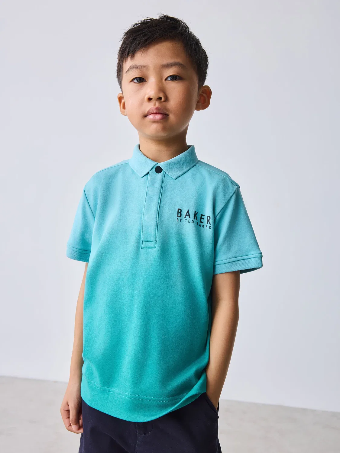 Поло Baker by Ted Baker, принт, модель Polo Shirt, Turquoise Ombre