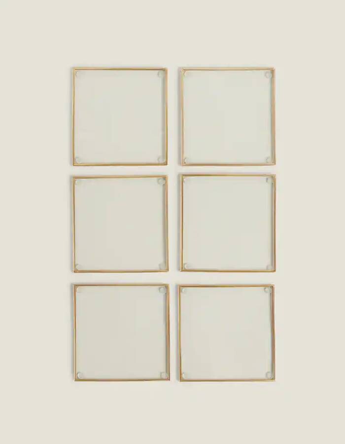 

Подставки под бокалы Zara Home Glass Coaster With Metal Trim 6 Pack, золотой