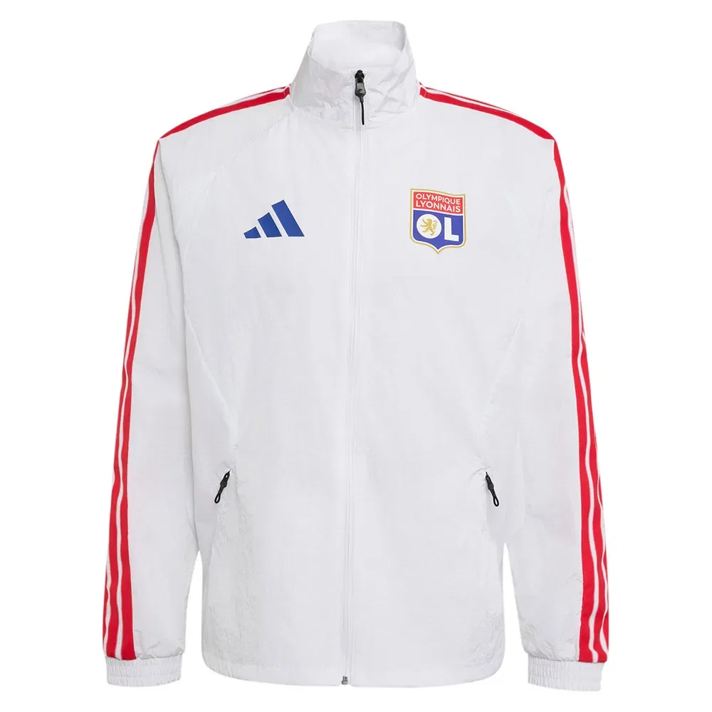 Мужская куртка с высоким воротником Olympique De Lyon Home Anthem Adidas, White — фото 3