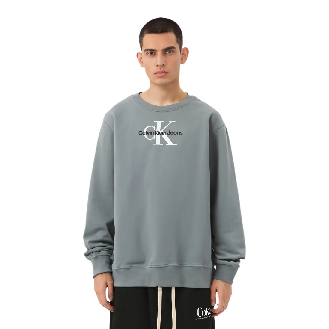 CALVIN KLEIN Свитер мужской темно-серый, матово-серый — фото 4