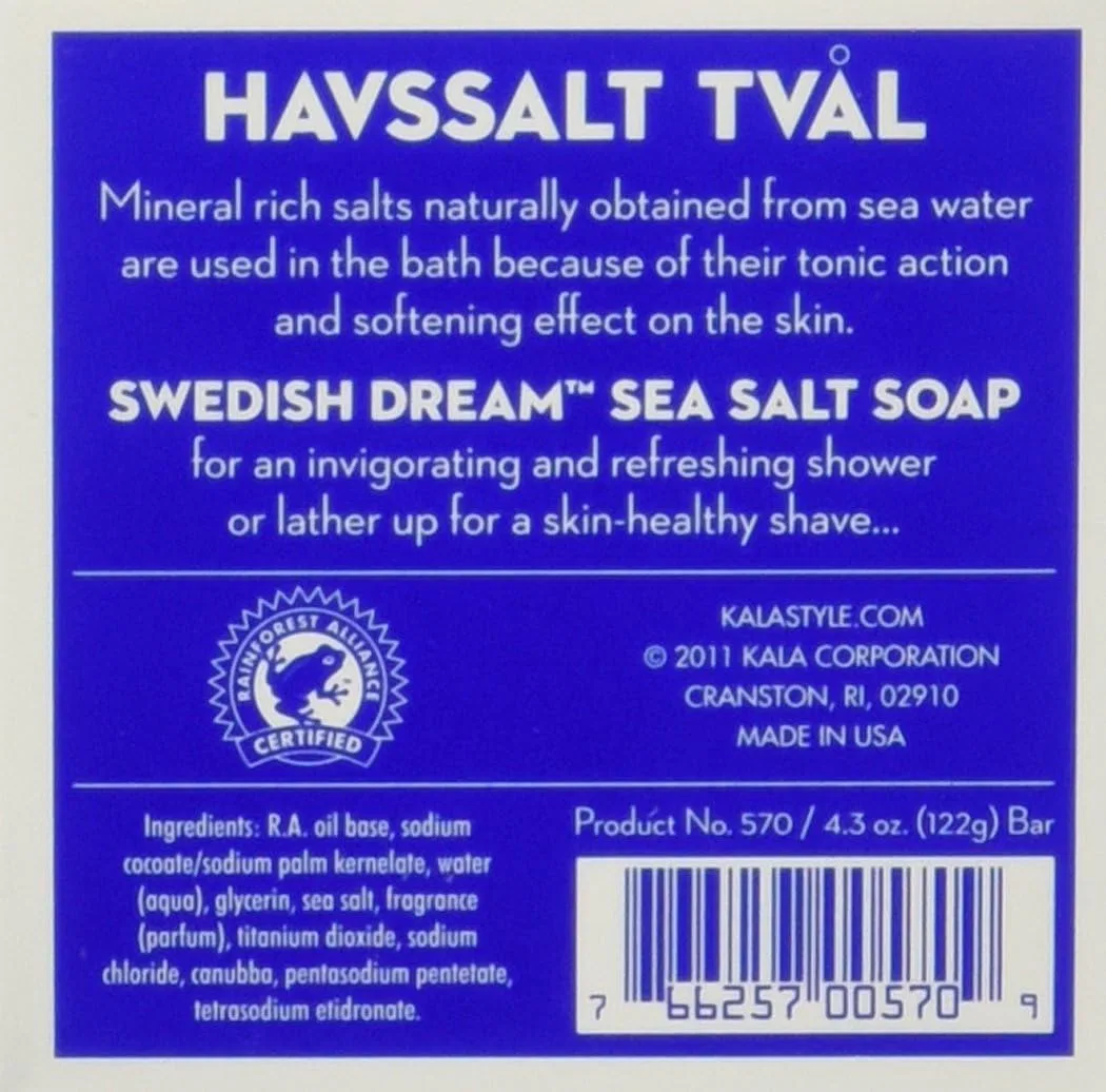 Мыло ручной работы Swedish Dream Sea Salt, 3 шт, 365.5 г, Kala — фото 2
