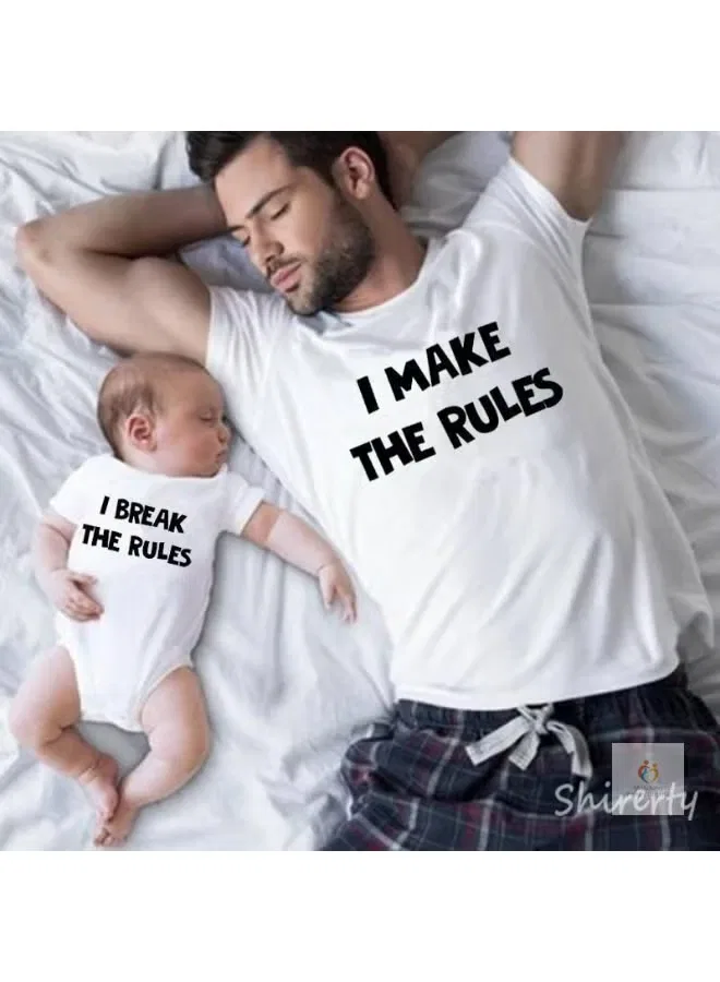 Комплект футболка для папы и боди-комбинезон для малыша с принтом Matching Family Outfits, белый