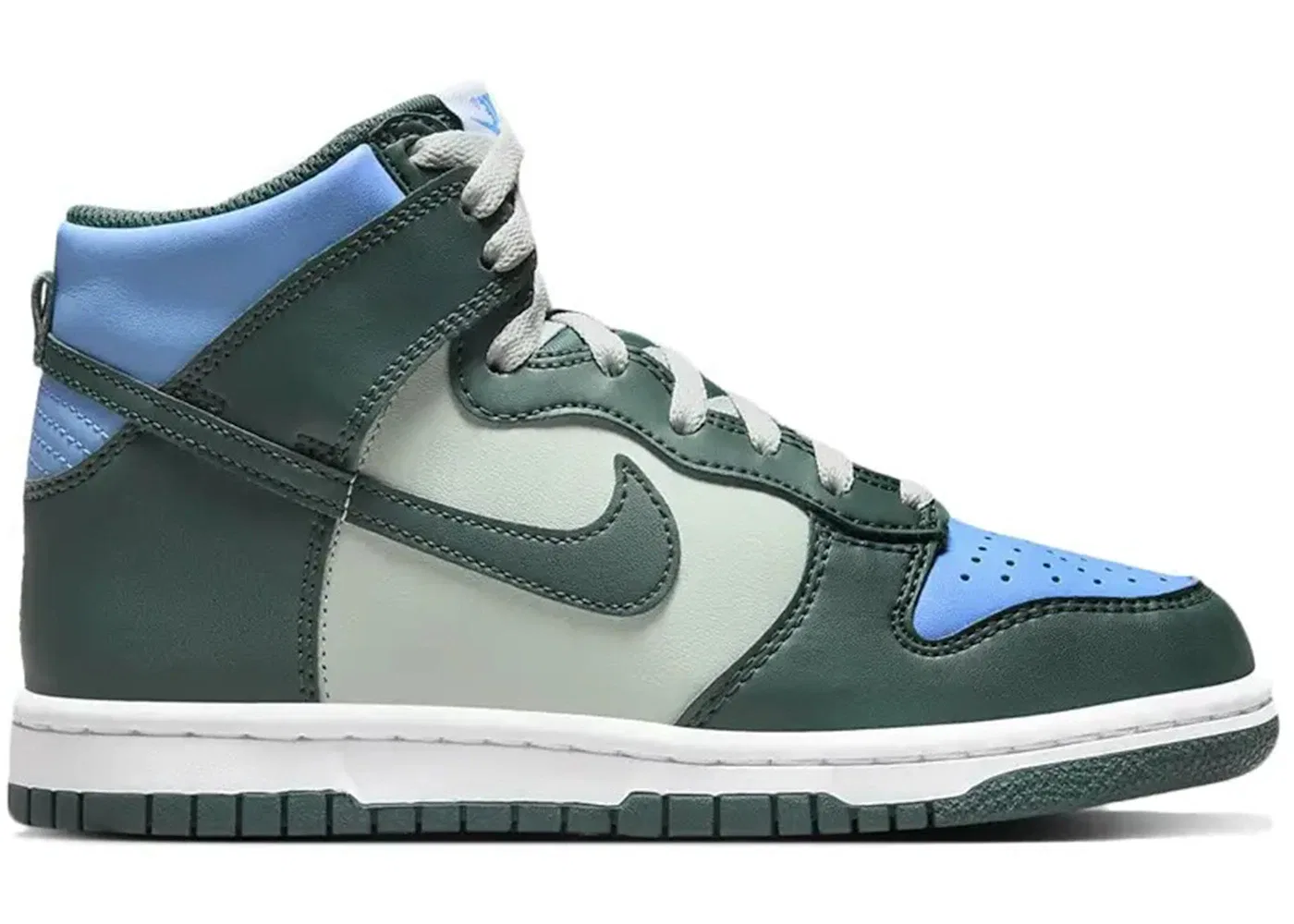 Детские кроссовки Nike Dunk High Deep Jungle University Blue, Deep Jungle/Light Silver/University Blue/University Gold