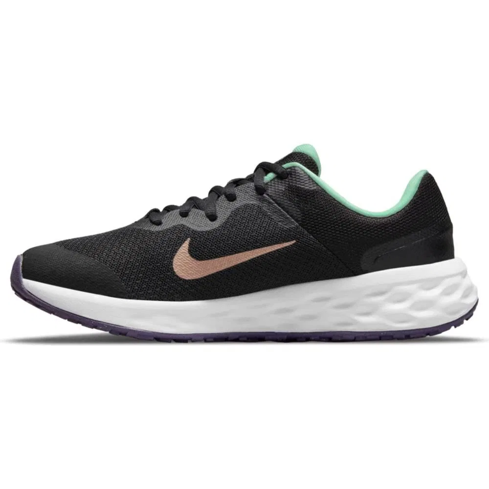 Детские кроссовки для мальчиков с легкой конструкцией Revolution 6 NIKE, Black Black Metallic Red Bronze Mint Foam — фото 4