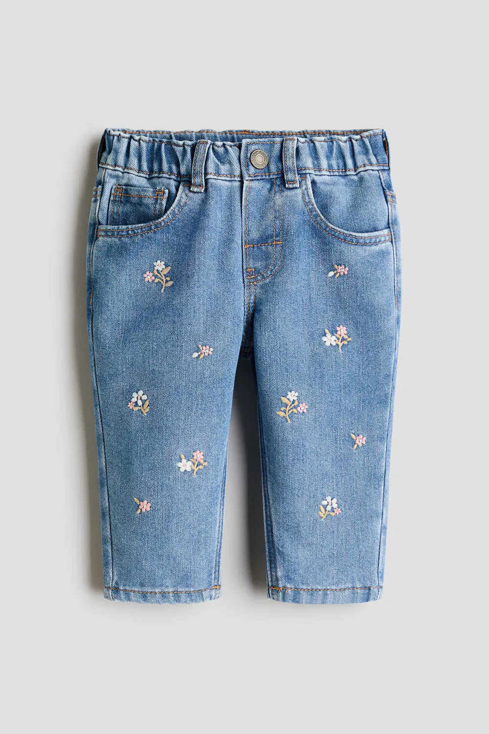 Джинсы с вышивкой H&M, Denimblau/Blumen — фото 4