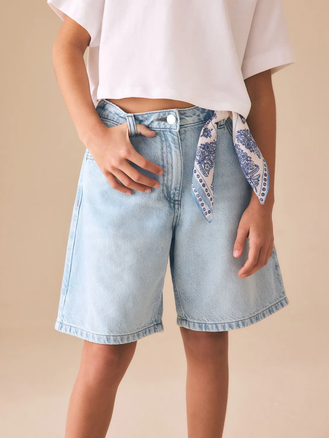 Шорты джинсовые Regular Length Jort Shorts Next, Light Blue — фото 4