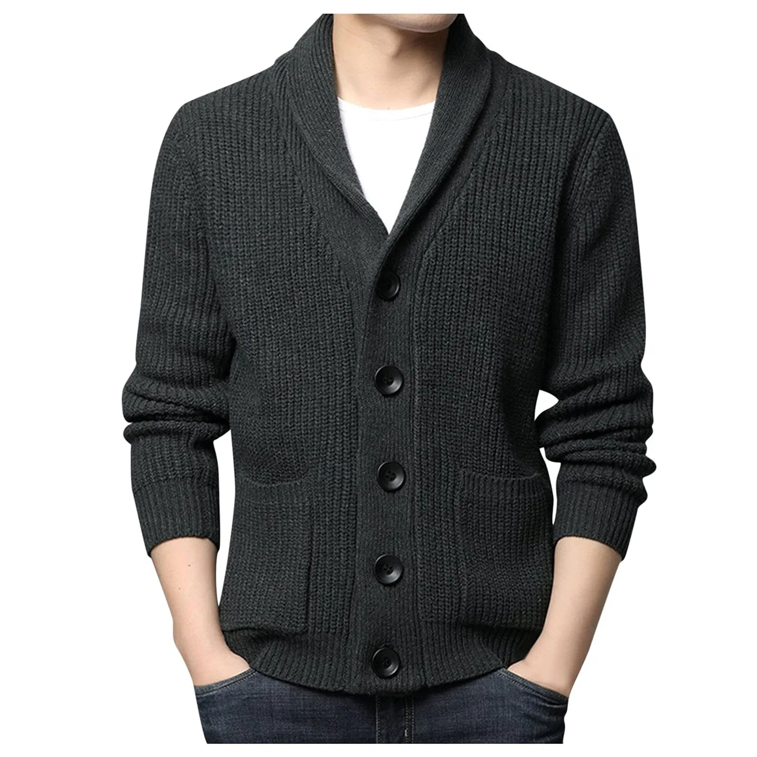 Мужской свитшот с воротником-стойкой Teddy Fleece, Q02-dark Grey
