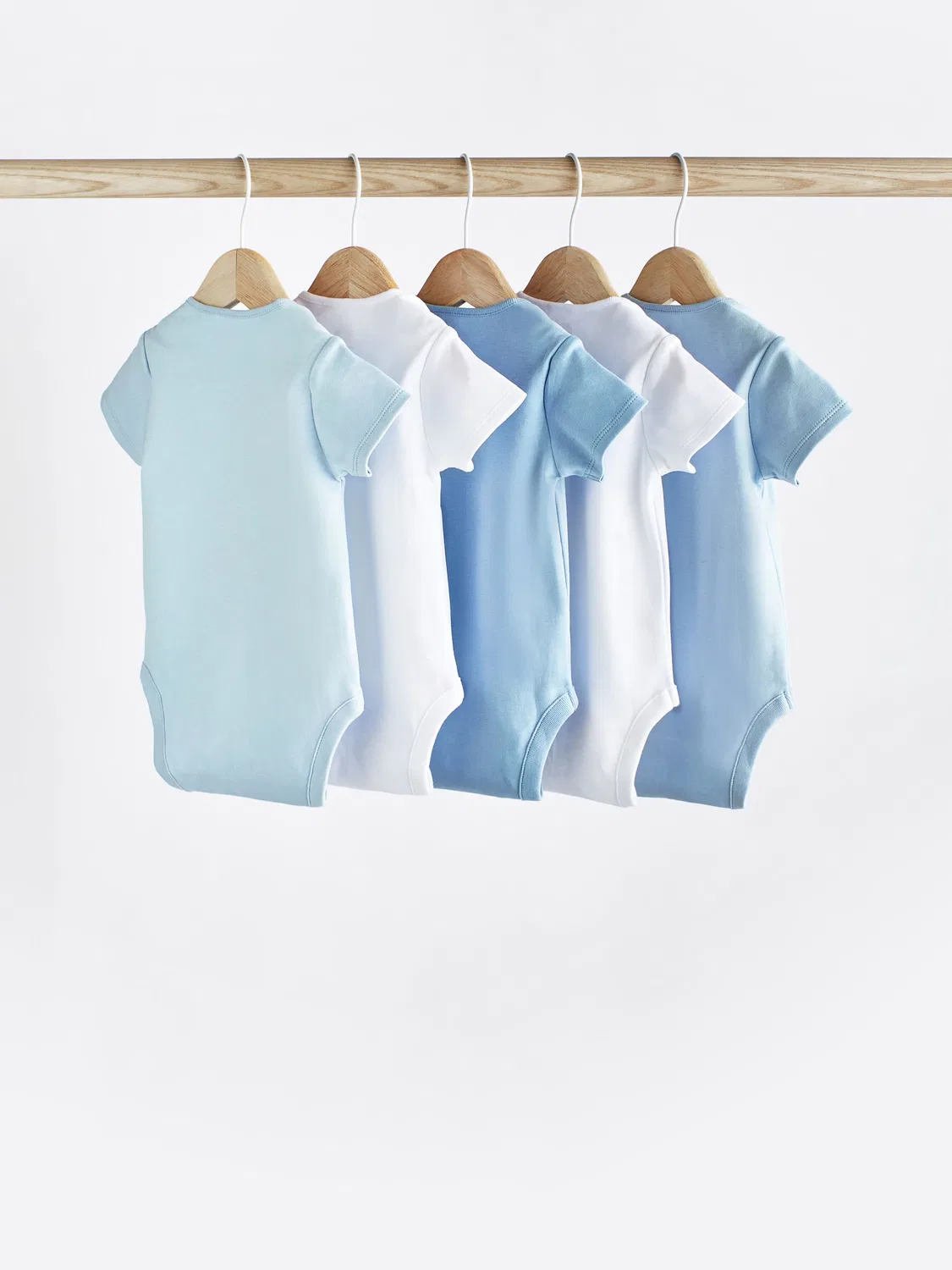Боди для новорожденных, набор 5 шт, Plain Baby Bodysuits Next, голубой/белый — фото 2
