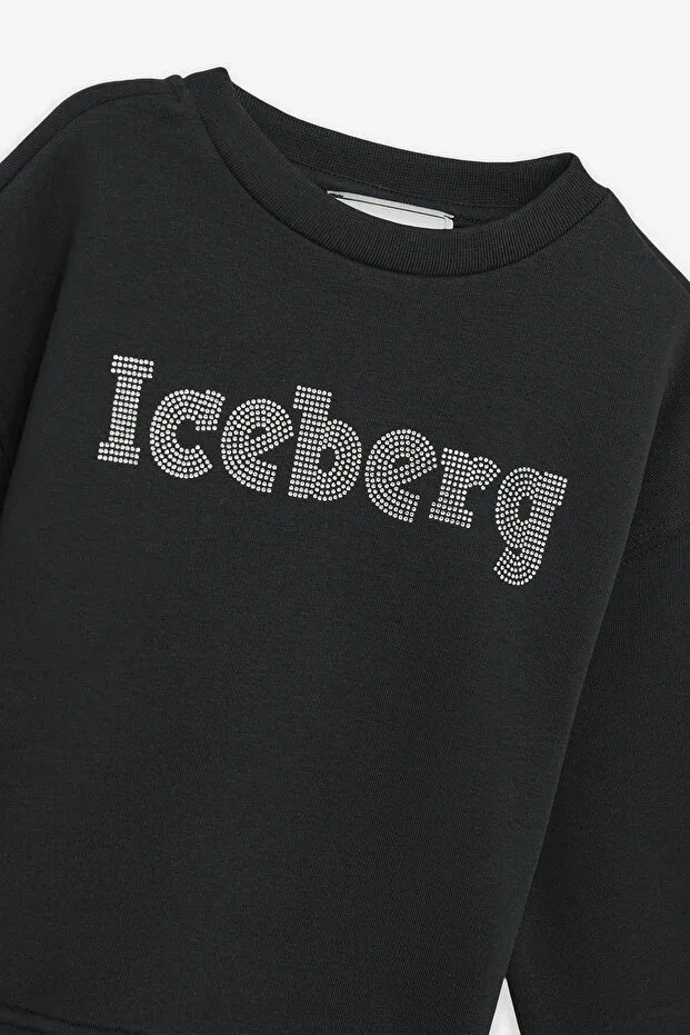 Детские свитшот для девочек с длинным рукавом Iceberg, Black — фото 2