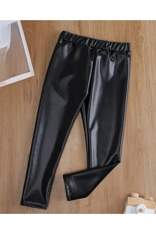 Детские леггинсы из кожзаменителя Shop, Black