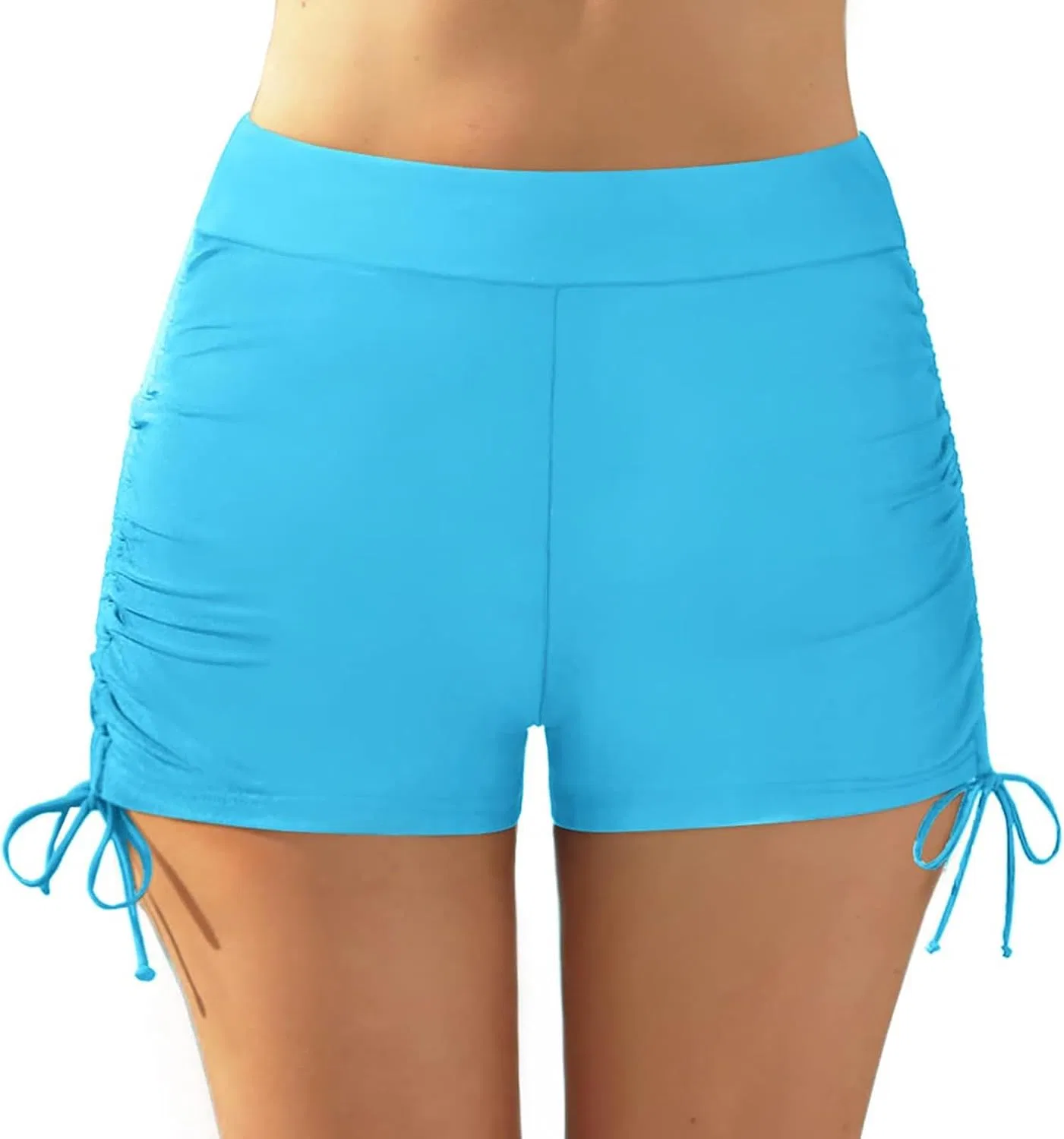 Женские бикини-шорты с высокой талией, Solid, Light Blue — фото 3