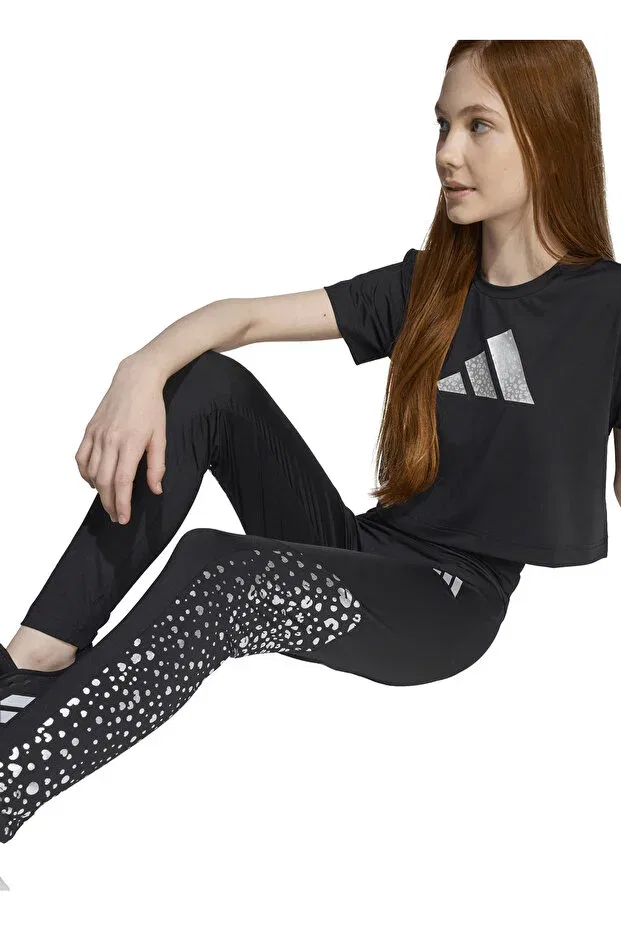 Детские спортивные леггинсы для девочек однотонные Adidas, Black — фото 4