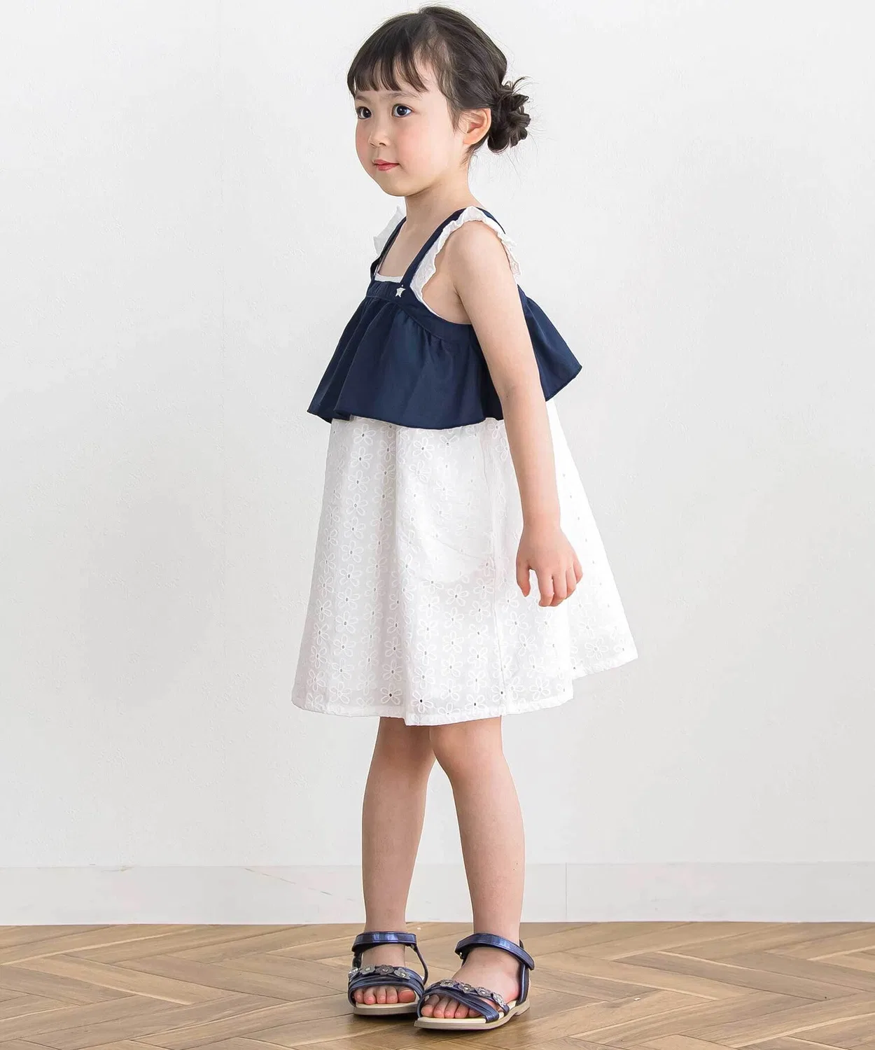 Детское платье-комплект с кружевом и болеро BeBe Petits Pois Vert, Blue — фото 3