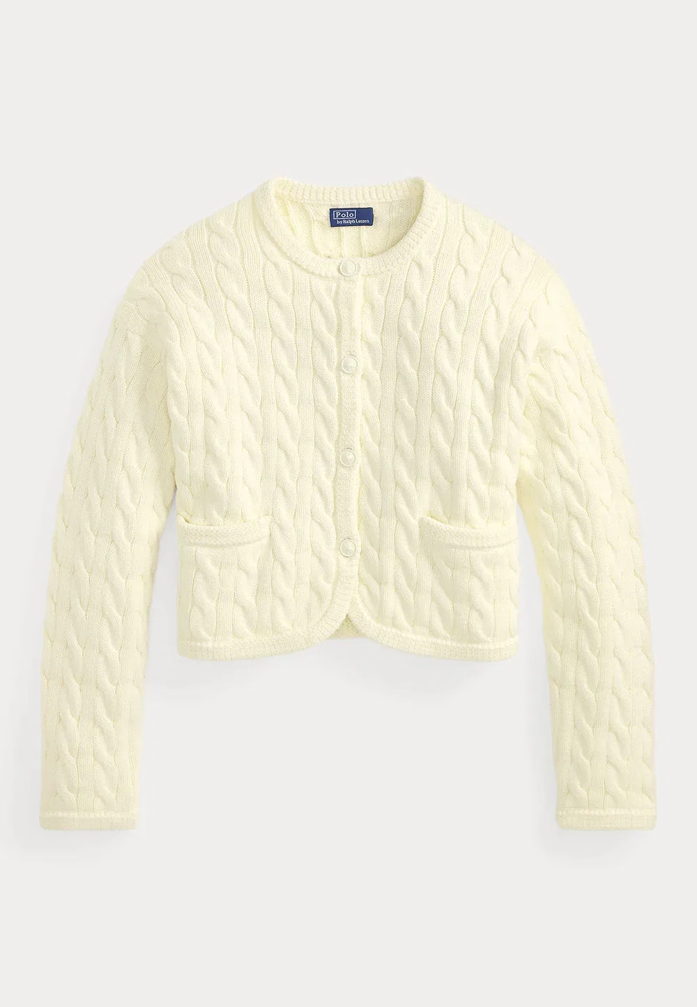 Кардиган из хлопковой смеси с косами Polo Ralph Lauren, Clubhouse Cream — фото 4