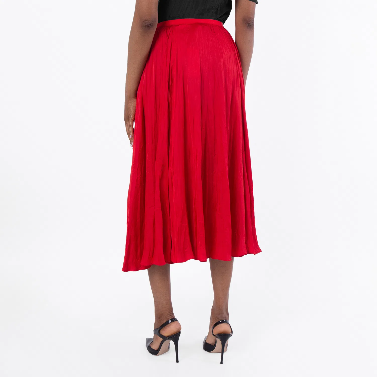 Юбка-миди А-силуэта Crinkled A-Line Midi Skirt Polo Ralph Lauren, Cruise Red — фото 3