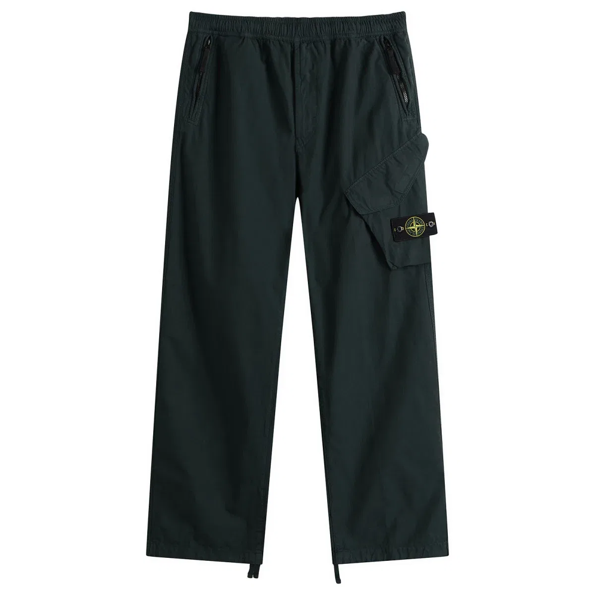 Брюки из хлопка с эластичным поясом Canvas Weave Cotton Trousers Stone Island, Dark Green