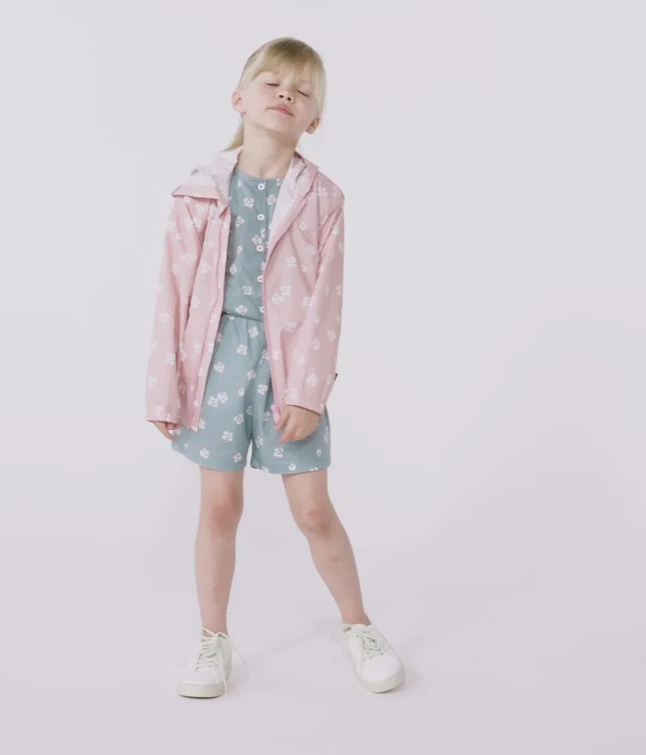 Детская куртка-ветровка с цветочным принтом, модель Windbreaker PETIT BATEAU, White/Pink — фото 2