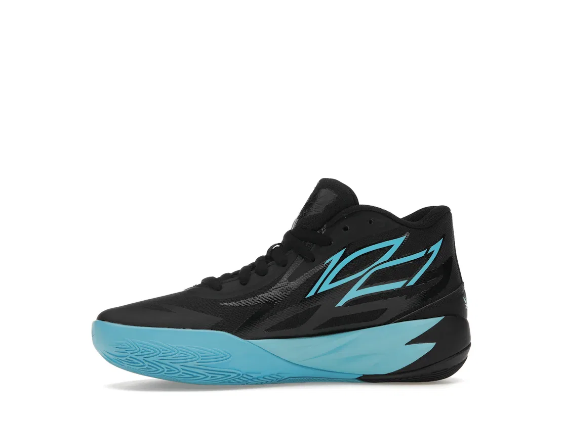 Детские кроссовки для мальчиков с принтом Puma LaMelo Ball MB.02 Puma Black/Blue Atoll — фото 3