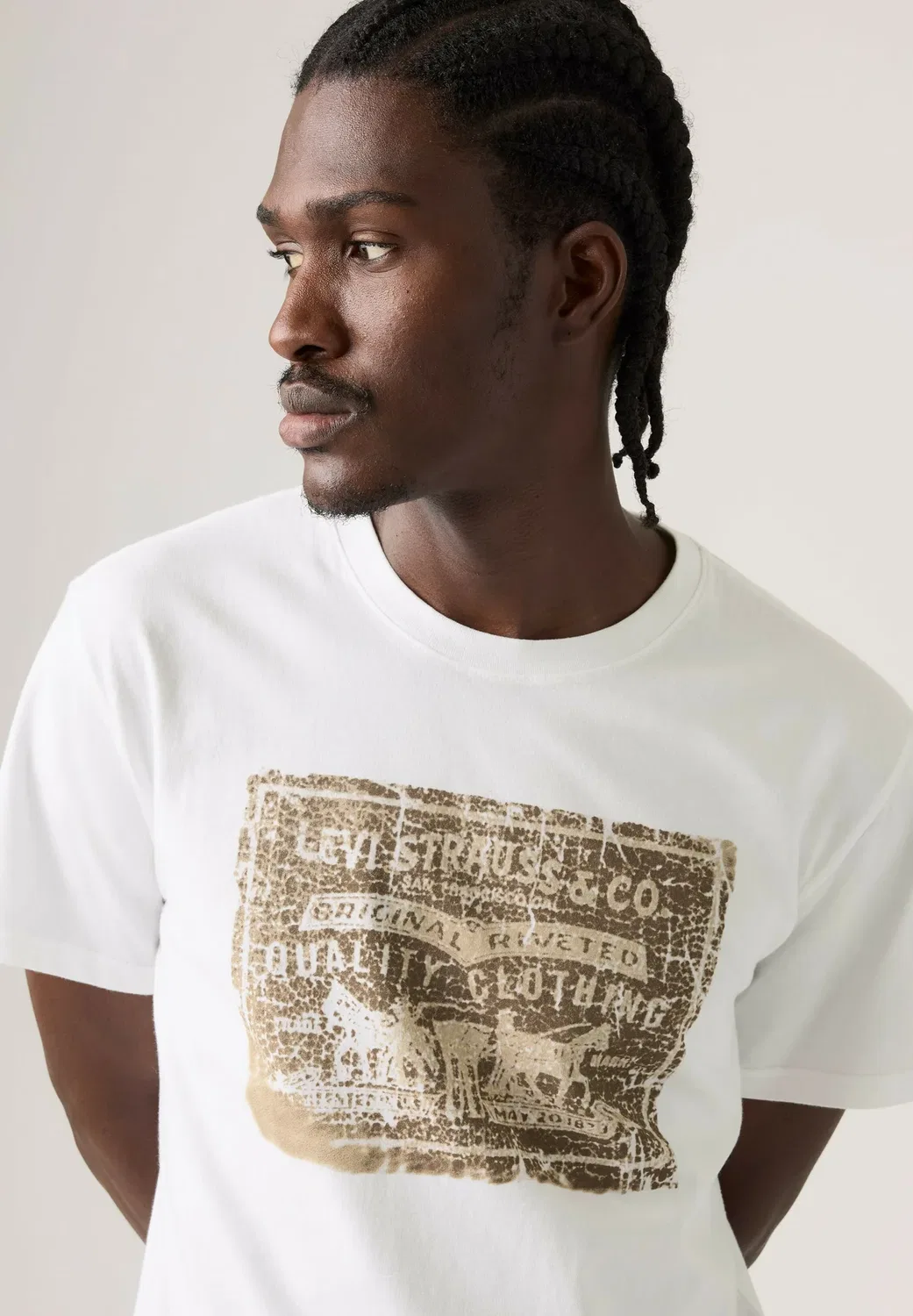 Футболка свободного кроя Ss, оригинальная футболка SRT 1 C с принтом Levi'S, Whites — фото 3