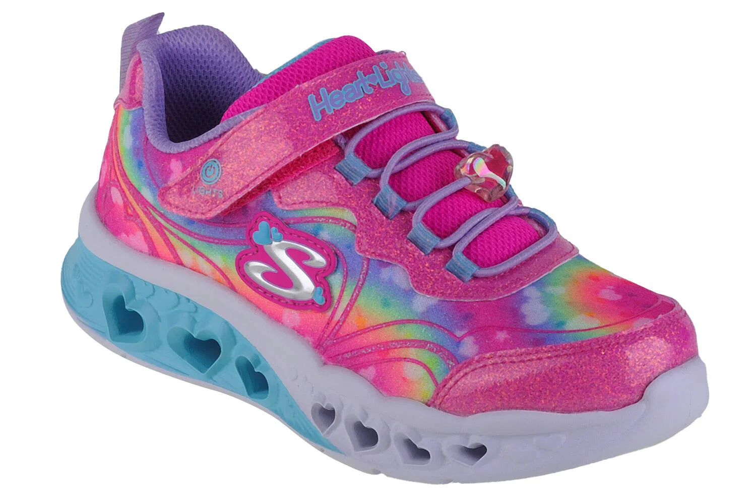 Детские кроссовки для девочек с технологией Lights Skechers Flutter Heart Lights-Groovy Swirl, Rosa