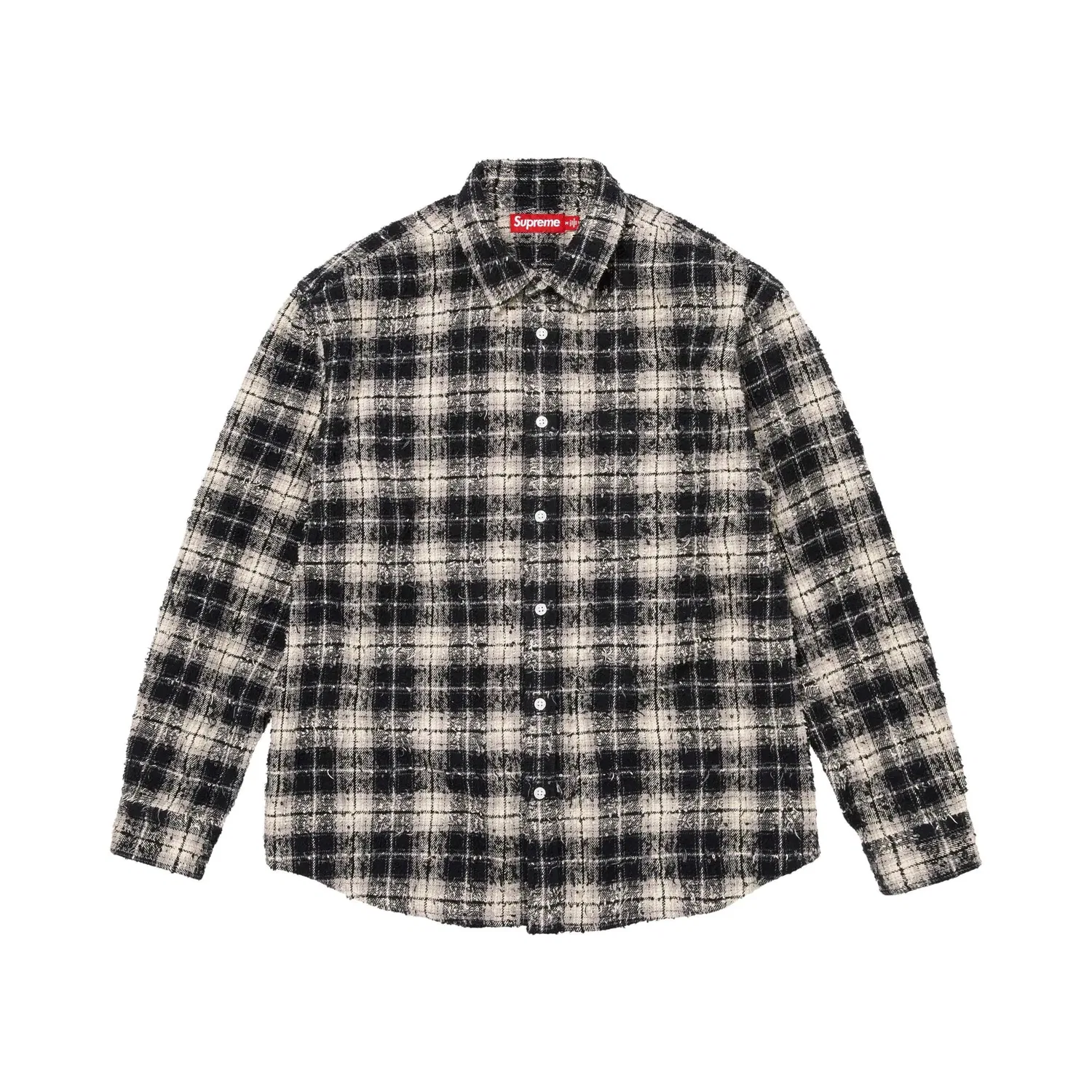 Рубашка с принтом Supreme Frayed Textured Plaid, Черный