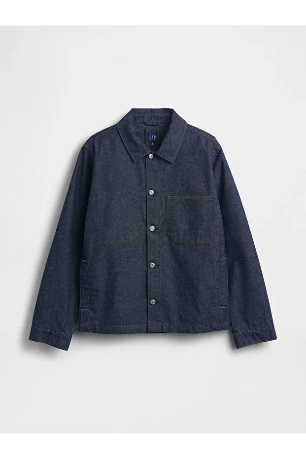 Мужская куртка-рубашка из денима, свободный крой Gap, Blue-000 — фото 2