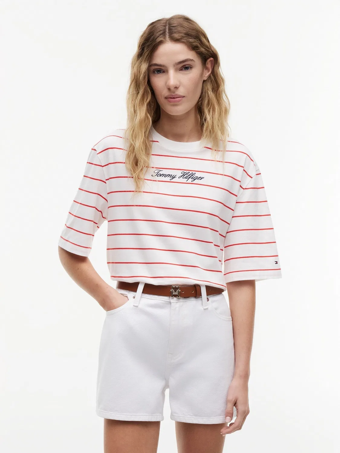 Футболка с вышивкой логотипа Tommy Hilfiger Relaxed Fit, красный