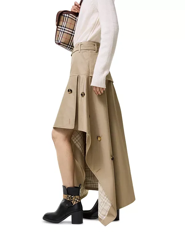 Женская юбка из габардина Burberry, Saltmarsh Beige — фото 2