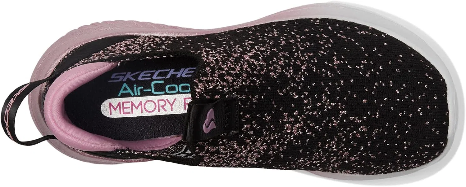Детские кроссовки для девочек с блестками Skechers, Black/Rose Gold — фото 2